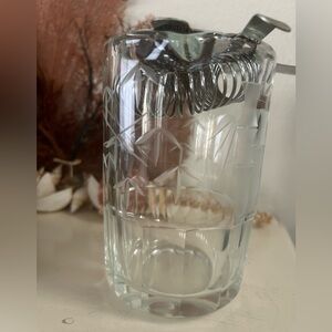 Vintage Satsaki Etched Bamboo Glass Cocktail Strainer. Mid Century Barware. Tiki